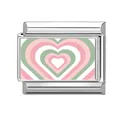 Pink heart Italian charm link in stainless steel for DIY customizable bracelets - 1cm x 0.9cm / Pink Nested Heart