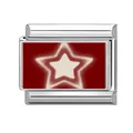 Maglia modulare in acciaio inossidabile con stella rossa per bracciale italiano DIY - Motivo Stella Bianca (M293571)