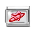 Maglia charm italiana in acciaio inossidabile con design a pianeta cuore rosa e rosso - Stile Motivo Pianeta Cuore Rosa (Red-3)