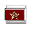 Charm modulare italiano in acciaio inossidabile con stella leopardata rossa - Stella Leopardata (M293571)