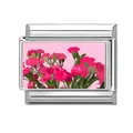 Modularer Edelstahl Armband Link mit rosa Nelkenblumen Design Anhänger für Damen - Rosa Nelken Cluster Stil