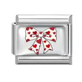 Italienisches Armband-Modul aus Edelstahl mit rotem Herz und weißem Schleifen-Design - Rotes Herz-Schleifen-Stil (Red-8)