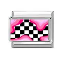Rosa Wellen-Pop-Art-Muster auf Edelstahl-Modulglied für italienische DIY-Charm-Armbänder - Pop-Art Fluid Wave Stil