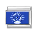 Italian modular charm in blue with crystal ball and evil eye pattern in stainless steel - Crystal Ball Evil Eye (M293601) / 1*0.9cm