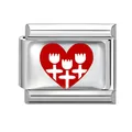Italienisches Charm-Modul aus Edelstahl mit rotem Herz und weißen Tulpenmotiven - Weiße Tulpe auf Rotem Hintergrund Stil (Red-13)