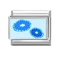 Italian modular charm in stainless steel with blue and white abstract sea coral patterns - Abstract Blue Coral (M293601) / 1*0.9cm