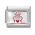 Italienisches Armband-Modul aus Edelstahl mit roter Vase und Gänseblümchen-Muster - Gänseblümchen-Vase mit Rotem Herz Stil (Red-14)