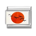 Italian charm link featuring a sunset with birds silhouette in stainless steel - Sunset Birds Style