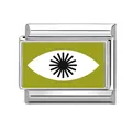 Italian charm link with green background and white eye motif in stainless steel - Green Eye Star Style / 1*0.9cm
