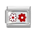 Italienischer Edelstahl-Modul-Charm mit roten und weißen Sonnenblumen-Motiven - Zweifarbiger Cartoon-Sonnenblumen-Stil (Red-17)