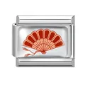 Italienischer Armband-Link aus Edelstahl mit rotem Fächer-Design für Modeschmuck - Roter Faltfächermuster-Stil (Red-19)