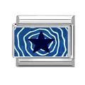 Italian charm link featuring a blue star and waves for modular DIY bracelet - Blue Star and Waves (M293601) / 1*0.9cm
