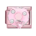 Italian modular charm featuring pink enamel donut and heart crystal on rose gold base - 1x0.9cm / Pink Foundation Pink Donut