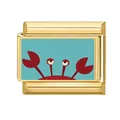 Eslabón de amuleto italiano con motivo de cangrejo rojo en acero inoxidable dorado - Cangrejo Rojo (Ocean-3)