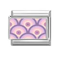 Silver stainless steel modular charm with purple concentric circle wave patterns - Purple Concentric Circle Style / 1*0.9cm