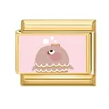 Charm italiano para pulsera DIY con criatura marina rosa sobre base dorada - Pulpo de Dibujos Animados (Ocean-5)