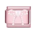 Italian style stainless steel link charm with a pink pearl bow and heart detail - 1x0.9cm / Pink Foundation Heart Pink Bowknot