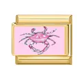 Eslabón para pulsera italiana en oro con ilustración de cangrejo rosa en acuarela - Cangrejo a la Acuarela (Ocean-7)