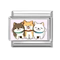 Italian charm link in stainless steel with cute Shiba Inu dogs and pink background - Three Cute Shiba Inu Dogs (Pet-3)