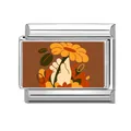 Charm modulare italiano con illustrazione di fiori autunnali in acciaio inossidabile - Illustrazione Floreale Autunnale (1)