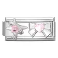 Italienischer Charm-Link mit rosa Herzschleife und Stern für modulares Armband - 1*0.9cm / Rosa Stern und Schleife