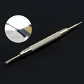 Double-ended stainless steel watch strap tool with knurled handle and V-tip fork - Dual Head Spring Bar Tool / 7.5cm / Silver