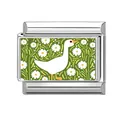 Charm componibile in argento con oca bianca e margherite su sfondo verde - Oca Bianca e Margherita (7)