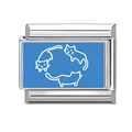 Italian charm link in stainless steel featuring three white cats on blue enamel - Blue Background Three Line-Art Cats (Pet-13)