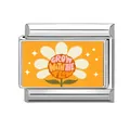 Charm modulare italiano con scritta GROW WITH THE FLOW e disegno floreale su acciaio - Floreale Grow With The Flow (11)