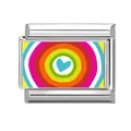 Link per bracciale italiano con cerchi colorati arcobaleno e piccolo ciondolo a cuore blu - Cuore Cerchi Concentrici (12)