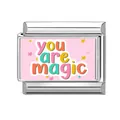 Charm modulare italiano con scritta 'you are magic' e stelle colorate su rosa - Scritta You Are Magic (13)