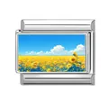 Italian modular charm link featuring a bright sunflower landscape on stainless steel - Sunflower Field (Landscape 1) / 1*0.9cm