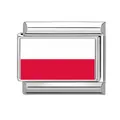 Italian charm link with Poland flag in polished stainless steel for DIY bracelets - Poland Flag (M293885) / Poland Landmark