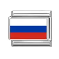 Maillon italien avec drapeau russe en acier inoxydable poli de 9mm pour bracelet - Drapeau Russie (M293885) / Russie