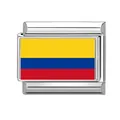 Charm modulaire italien avec drapeau de la Colombie en acier inoxydable poli - Colombie