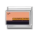 Italian charm link with sunset train illustration for DIY modular bracelet jewelry - Sunset Train (Landscape 8) / 1*0.9cm