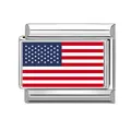 Maillon de bracelet italien en acier inoxydable poli avec motif drapeau des États-Unis - Drapeau États-Unis (M293885) / États-Unis
