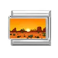 Italian charm link featuring a desert sunset landscape on a stainless steel base - Desert Sunset (Landscape 12) / 1*0.9cm