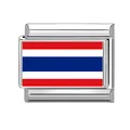 Charm modulaire italien en acier inoxydable avec le motif du drapeau de la Thaïlande - Drapeau Thaïlande (M293885) / Thaïlande