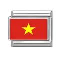 Maillon de bracelet italien en acier inoxydable avec le drapeau du Vietnam - Vietnam