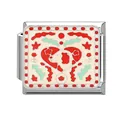 Charm per bracciale italiano con cuore rosso e silhouette di cane in acciaio inossidabile - Stile Silhouette Cuore e Cucciolo (M293887-3)