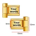 Customizable 9mm gold Italian charm bracelet link with personalized text engraving - 12mm (Pair) / Gold