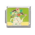 Charm modulare italiano con design a annaffiatoio di fiori e incisione LOVE smaltata - Stile Floreale Annaffiatoio LOVE (M293887-4)