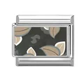 Eslabón charm italiano de acero inoxidable con motivos de hojas otoñales multicolores - Estilo Hojas Abstractas