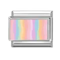 Italienisches Charm-Modul für Armband mit bunten Pastellwellen auf Edelstahl-Basis - Macaron-Welle (Bild 1)