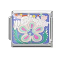 Italian charm link with purple background and colorful floral Happy The Here design - HAPPY THE HERE Floral Style (M293887-11)