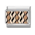 Italian charm bracelet link with modern wave pattern in stainless steel silver frame - Wave Pattern Style
