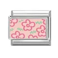 Italienisches DIY-Armband-Modul mit rosa Blumenmuster auf Edelstahl-Basis - Frische Blume (Bild 3)