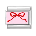 Italienischer Charm-Link mit roter Schleife für modulares Armband aus Edelstahl - Rote Schleife (Bild 5)