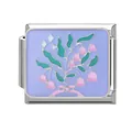 Italian charm link featuring a pink lily of the valley pattern on light purple background - Light Purple Background Lily of the Valley Style (M293887-14)